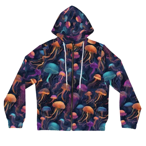 Neon Jelly Garden on a Women's Full-Zip Hoodie