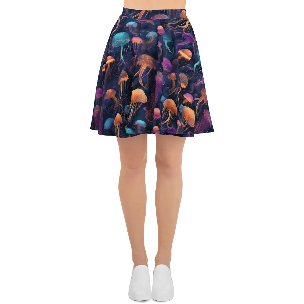 Neon Jelly Garden on Skater Skirt — Front