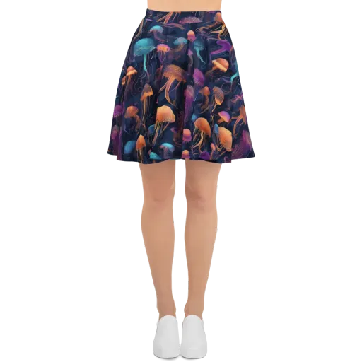 Neon Jelly Garden on a Skater Skirt