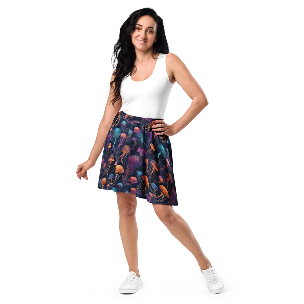 Neon Jelly Garden on Skater Skirt — Front