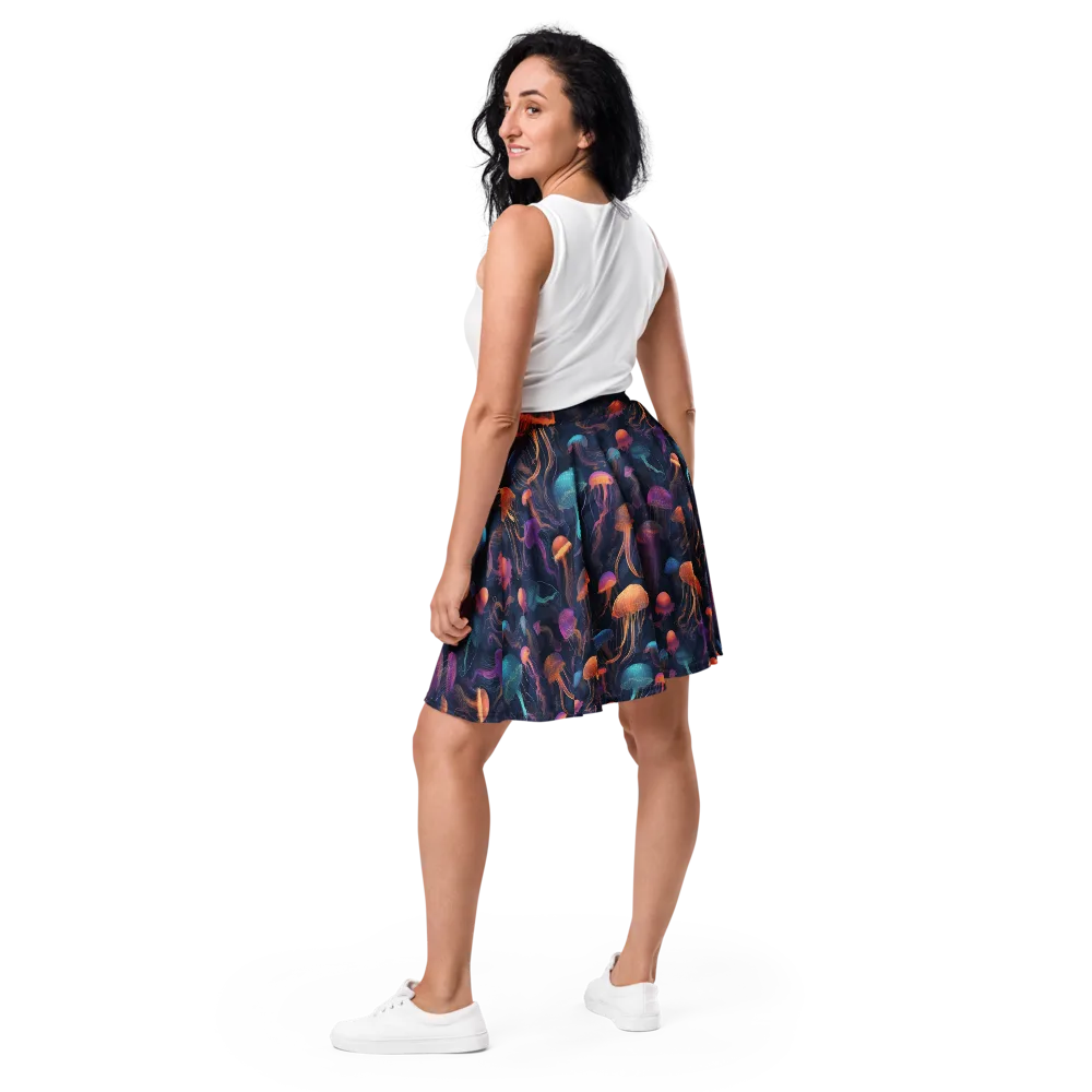 Neon Jelly Garden on Skater Skirt — Back