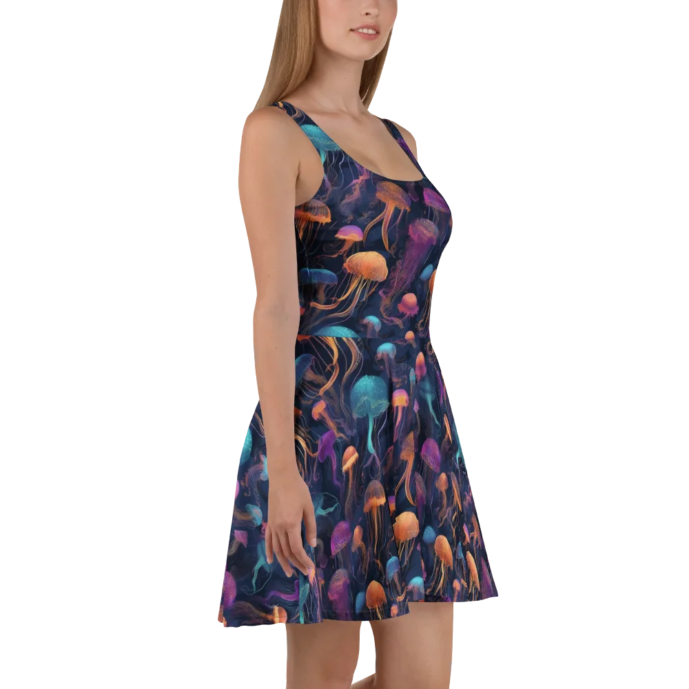 Neon Jelly Garden on Skater Dress — Right