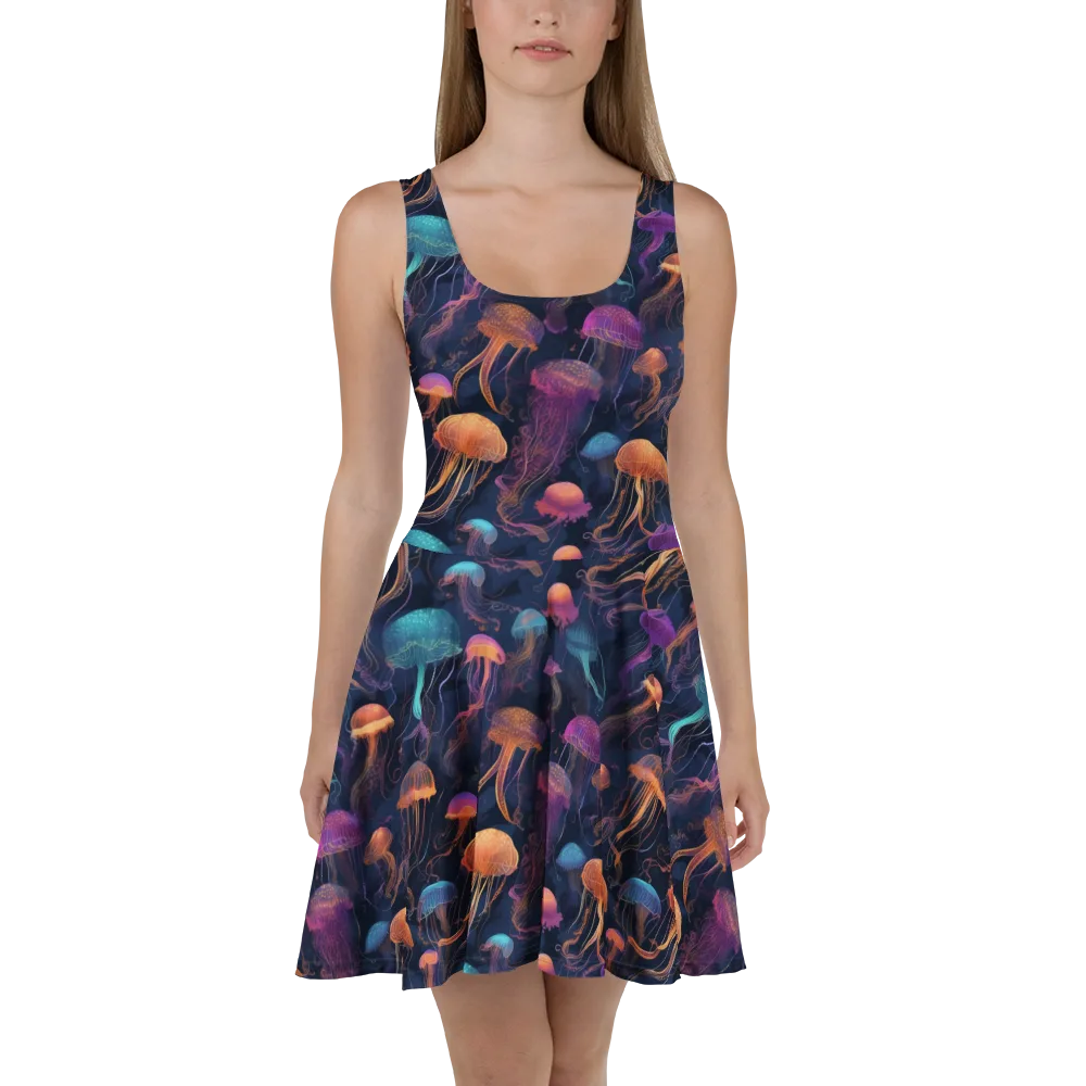 Neon Jelly Garden on Skater Dress — Front