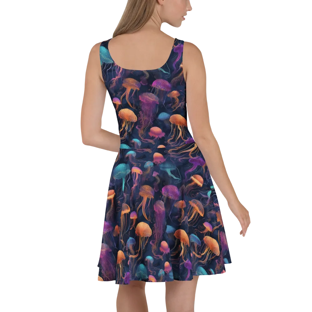 Neon Jelly Garden on Skater Dress — Back