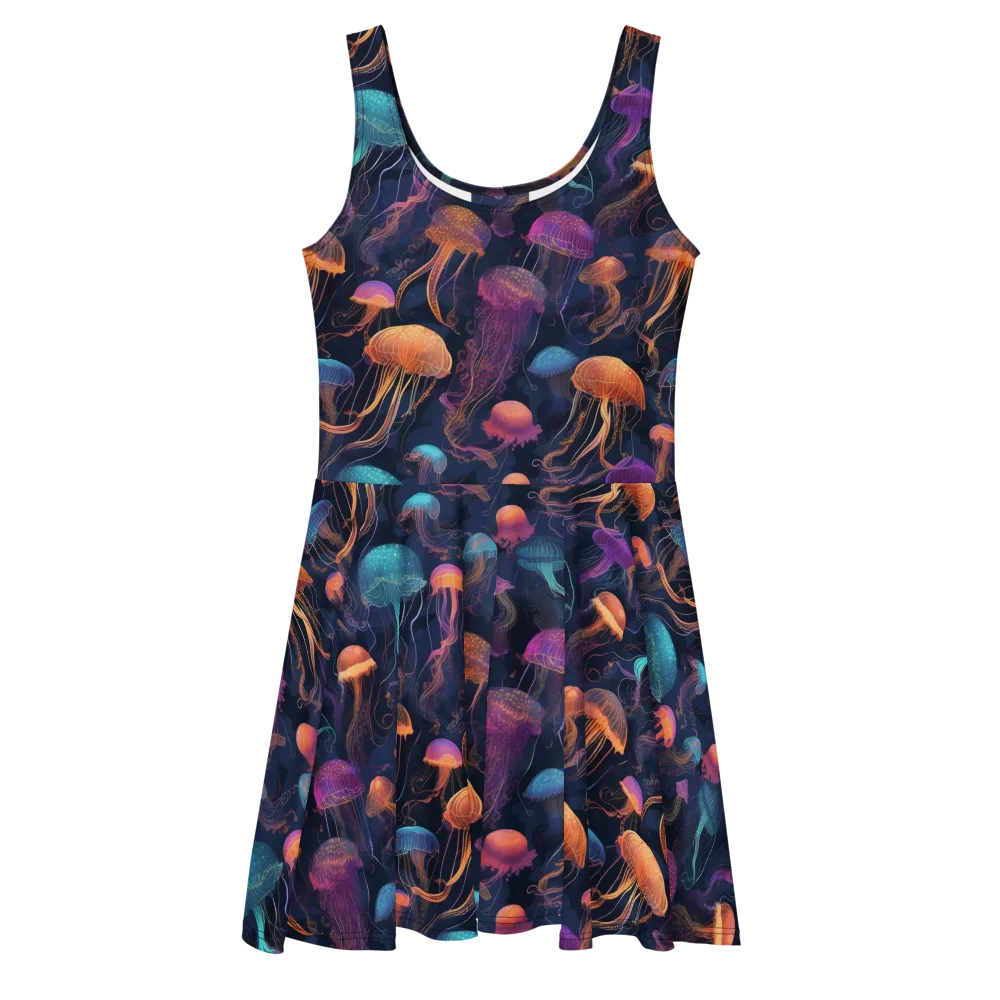 Neon Jelly Garden on Skater Dress — Front