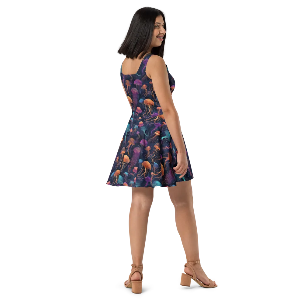 Neon Jelly Garden on Skater Dress — Right
