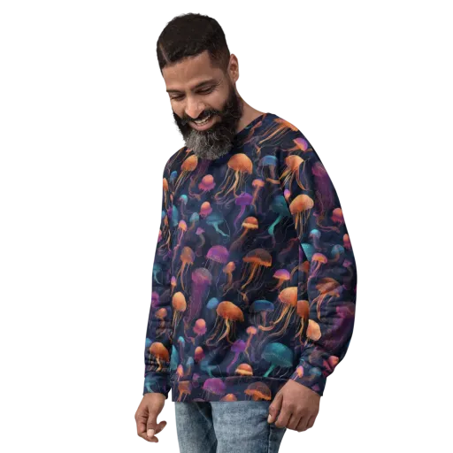 Neon Jelly Garden on a Sweatshirt