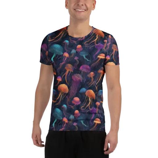 Neon Jelly Garden on a Men's Athletic T-Shirt