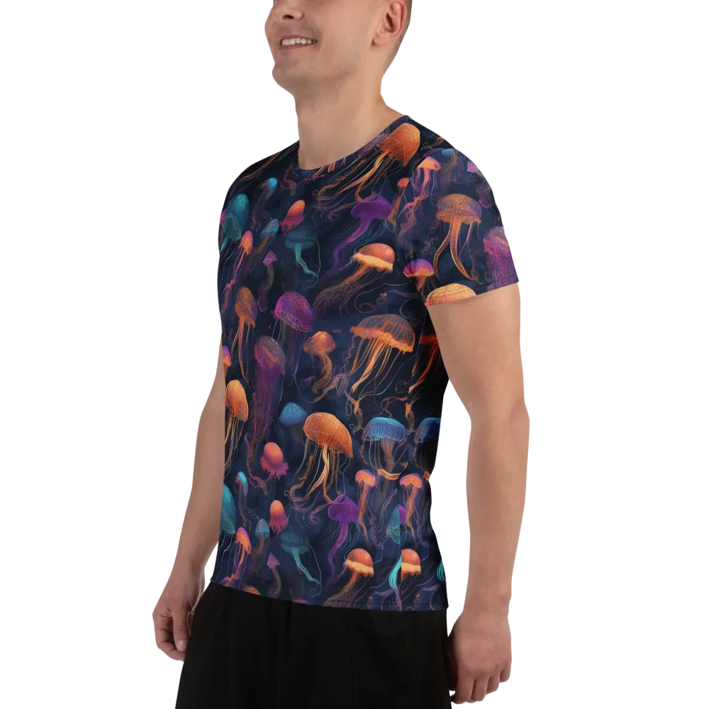 Neon Jelly Garden on Men's Athletic T-Shirt — Left
