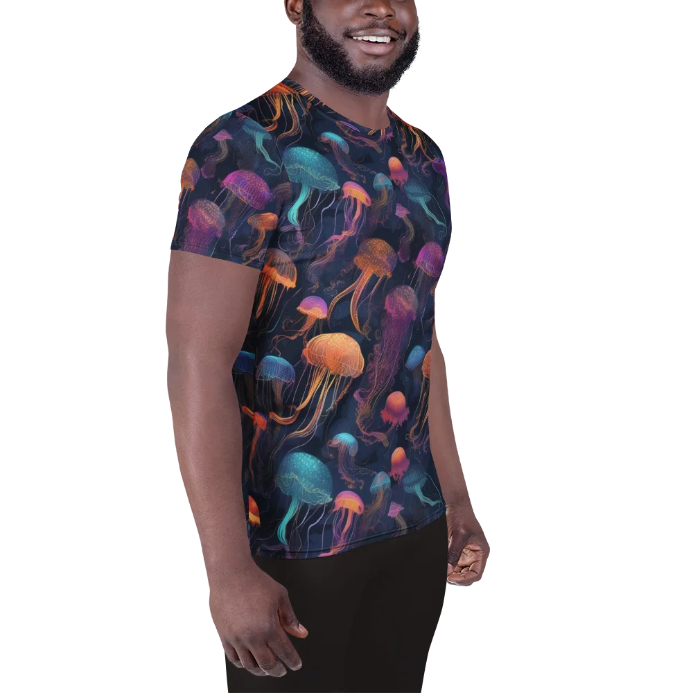 Neon Jelly Garden on Men's Athletic T-Shirt — Right