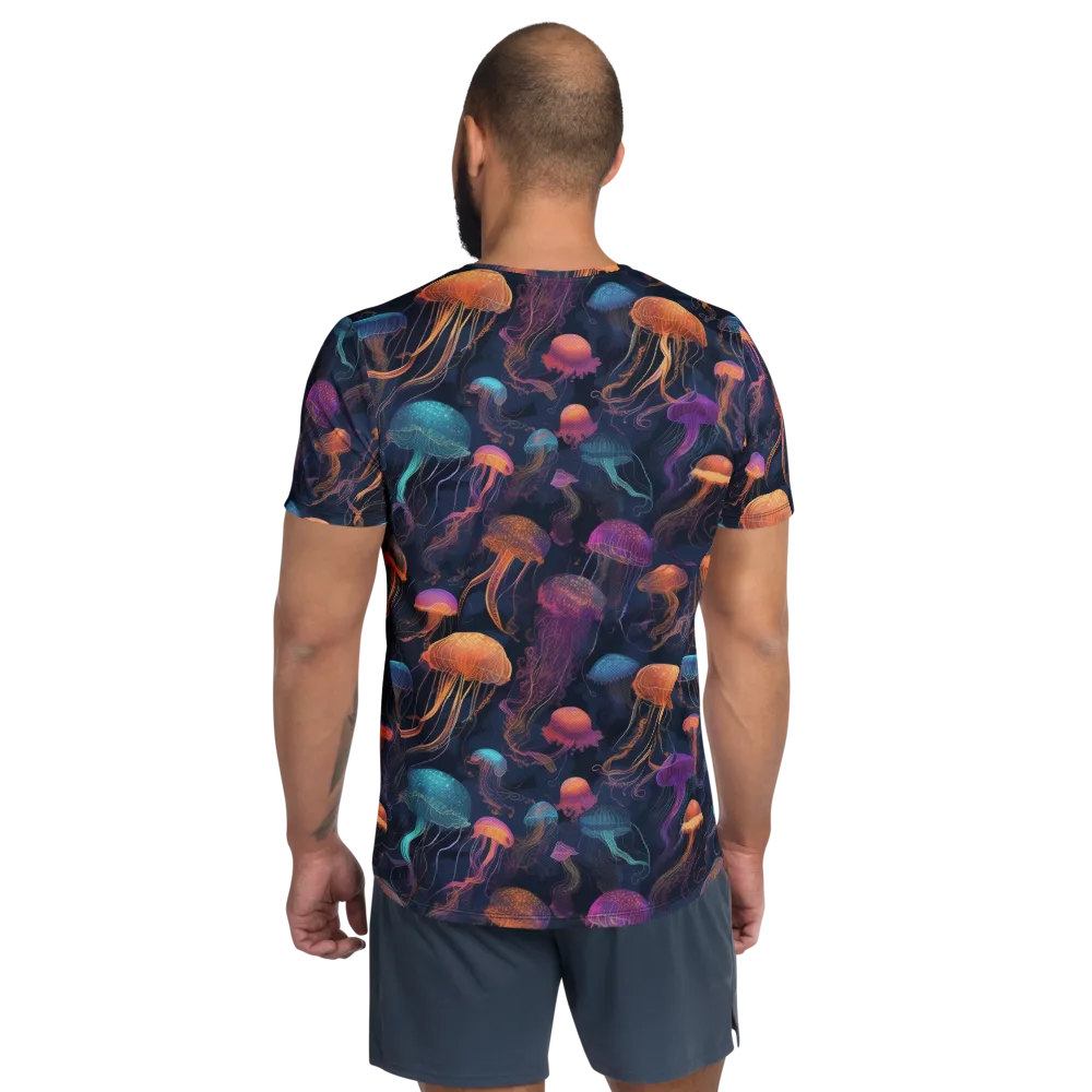 Neon Jelly Garden on Men's Athletic T-Shirt — Back