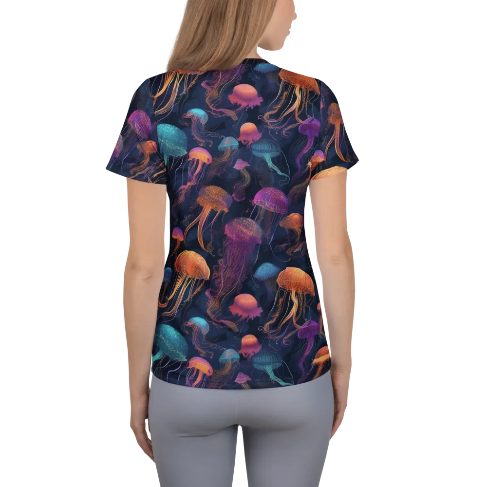 Neon Jelly Garden on Women's Athletic T-Shirt — Back