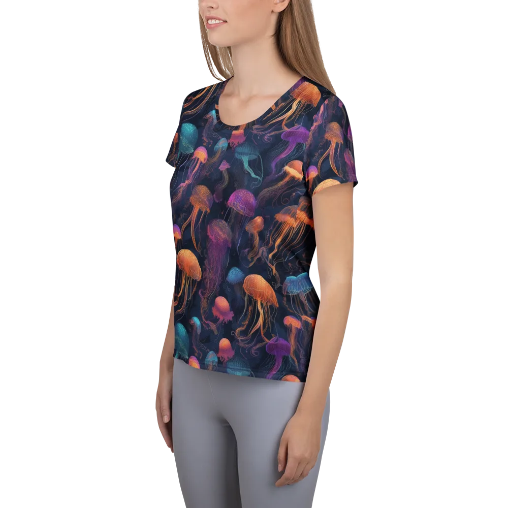 Neon Jelly Garden on Women's Athletic T-Shirt — Left