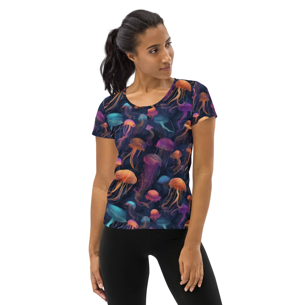 Neon Jelly Garden on Women's Athletic T-Shirt — Front