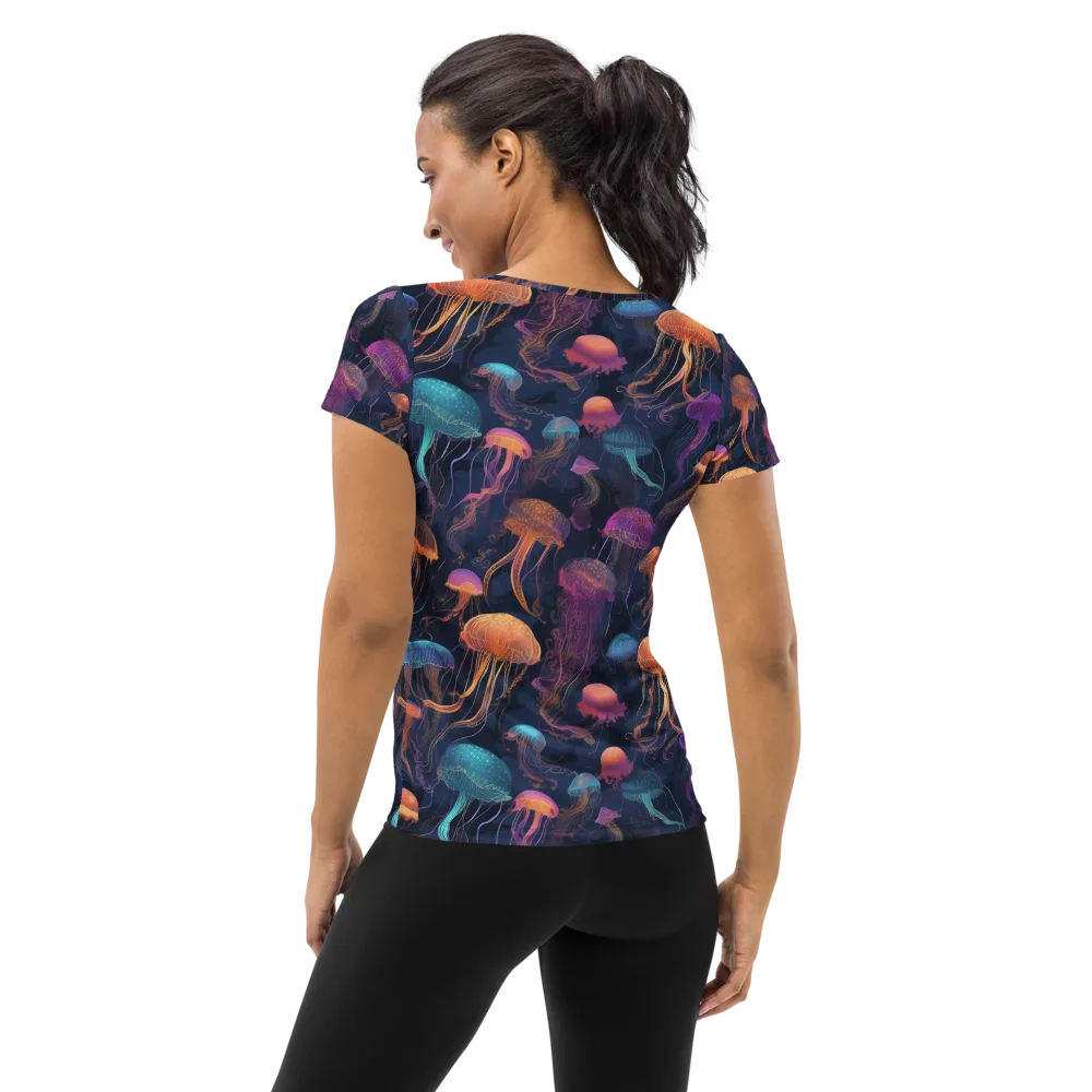 Neon Jelly Garden on Women's Athletic T-Shirt — Back