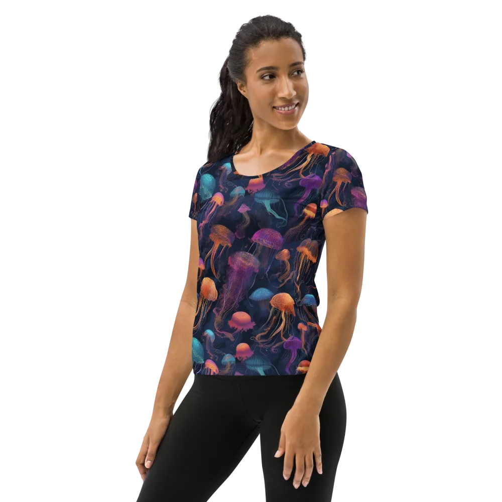 Neon Jelly Garden on Women's Athletic T-Shirt — Left