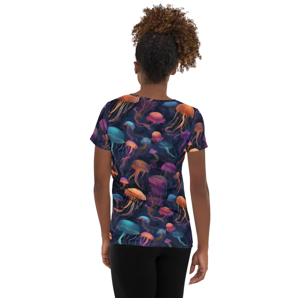 Neon Jelly Garden on Women's Athletic T-Shirt — Back