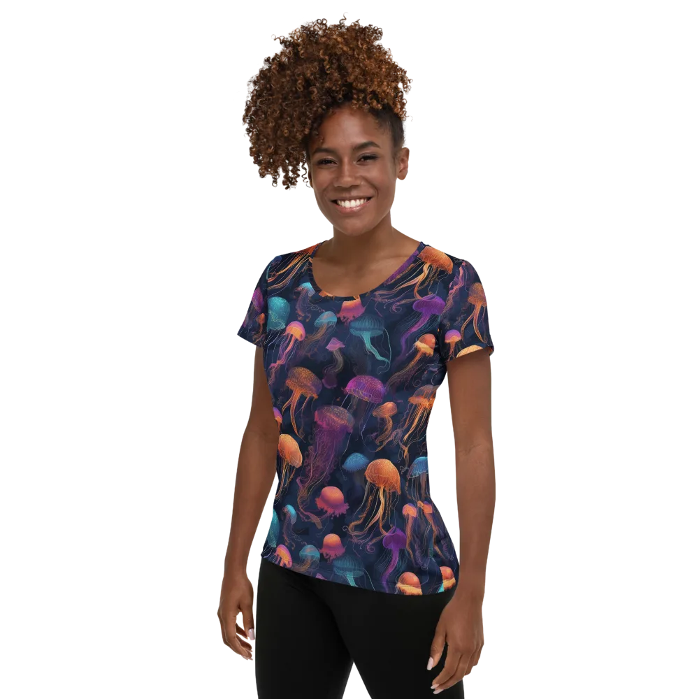 Neon Jelly Garden on Women's Athletic T-Shirt — Left