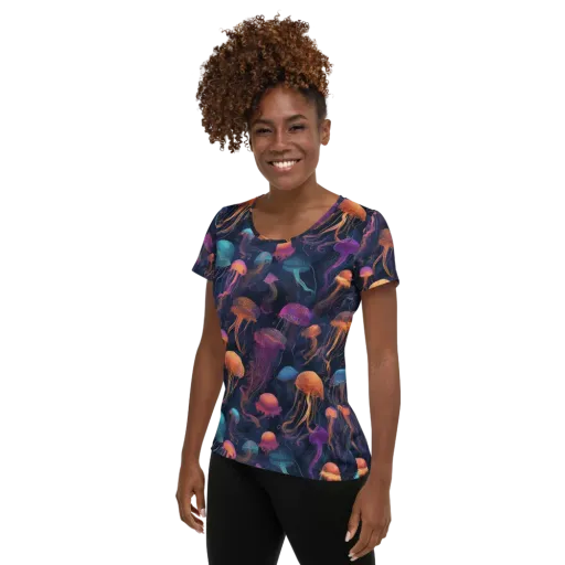Neon Jelly Garden on a Women's Athletic T-Shirt