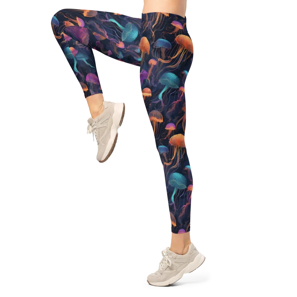 Neon Jelly Garden on Leggings — Left