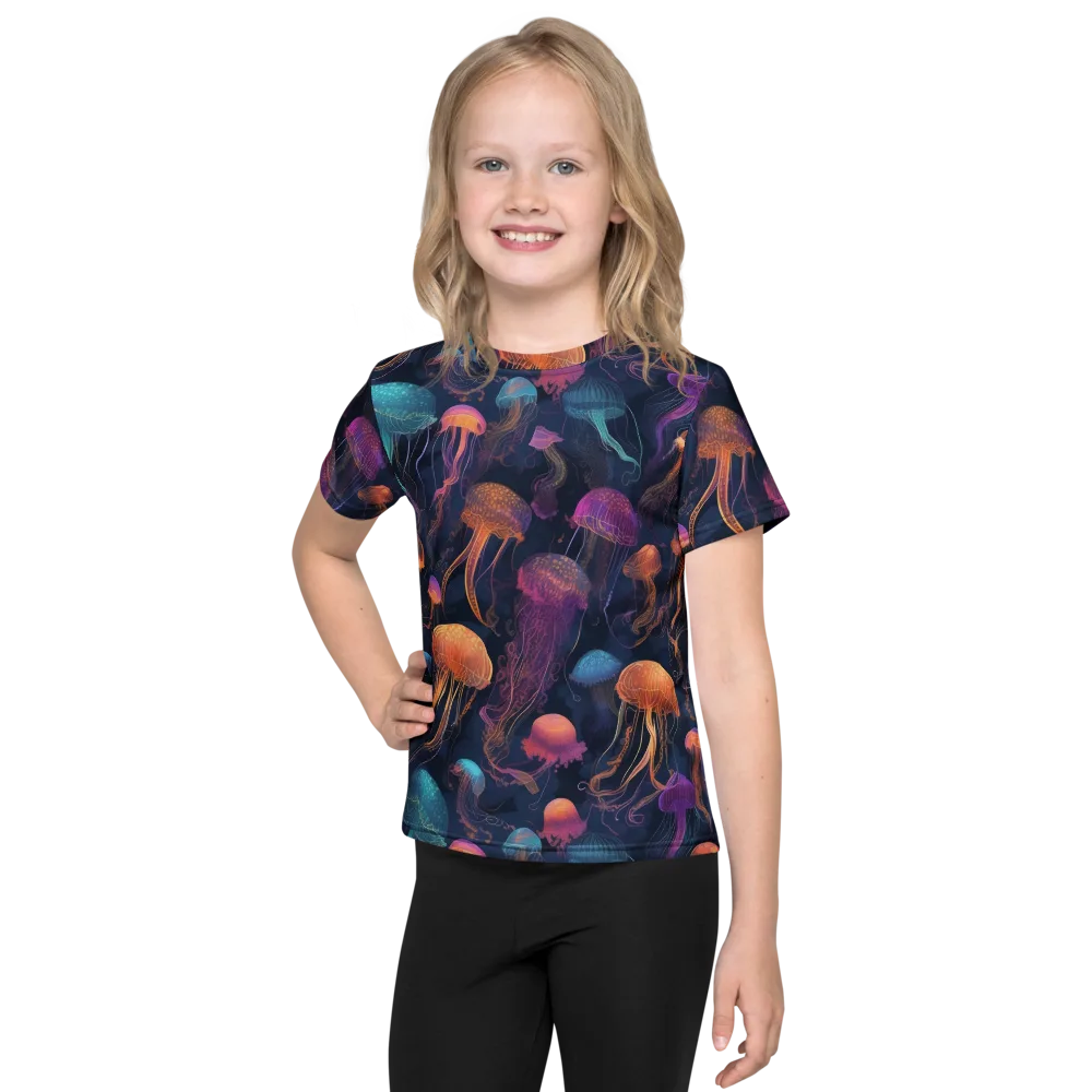 Neon Jelly Garden on Kids Crew Neck T-Shirt — Front