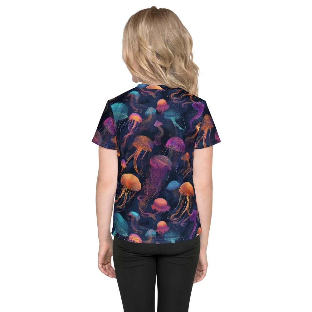 Neon Jelly Garden on Kids Crew Neck T-Shirt — Back