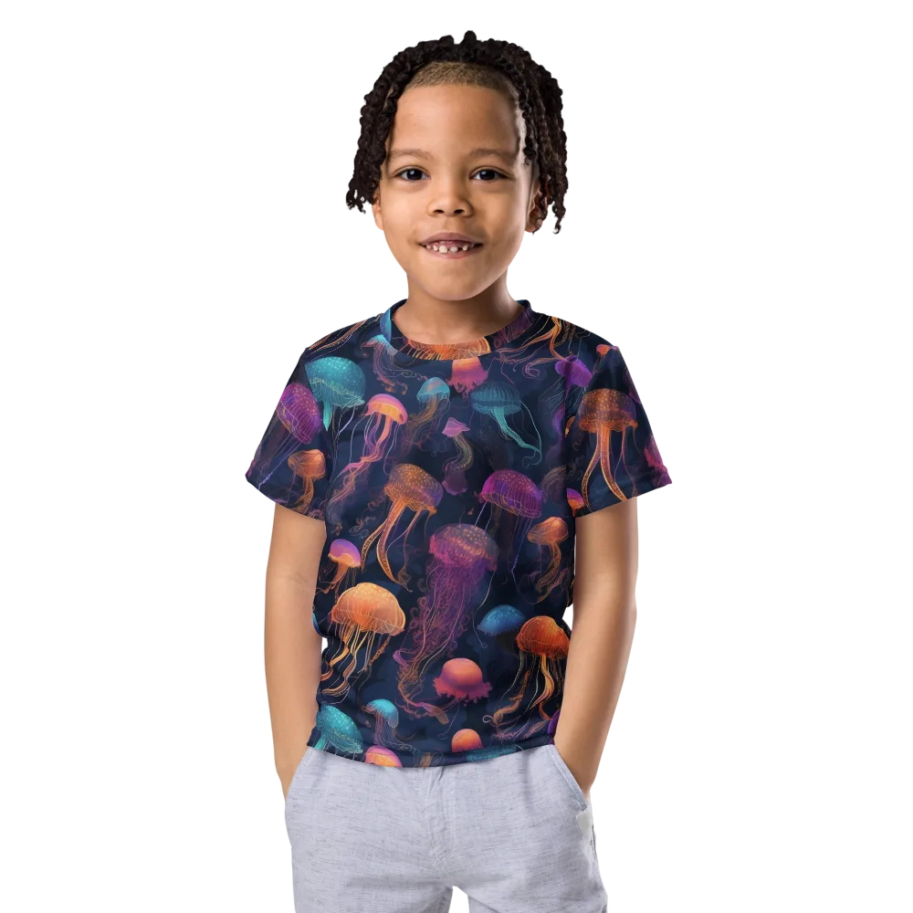 Neon Jelly Garden on Kids Crew Neck T-Shirt — Front