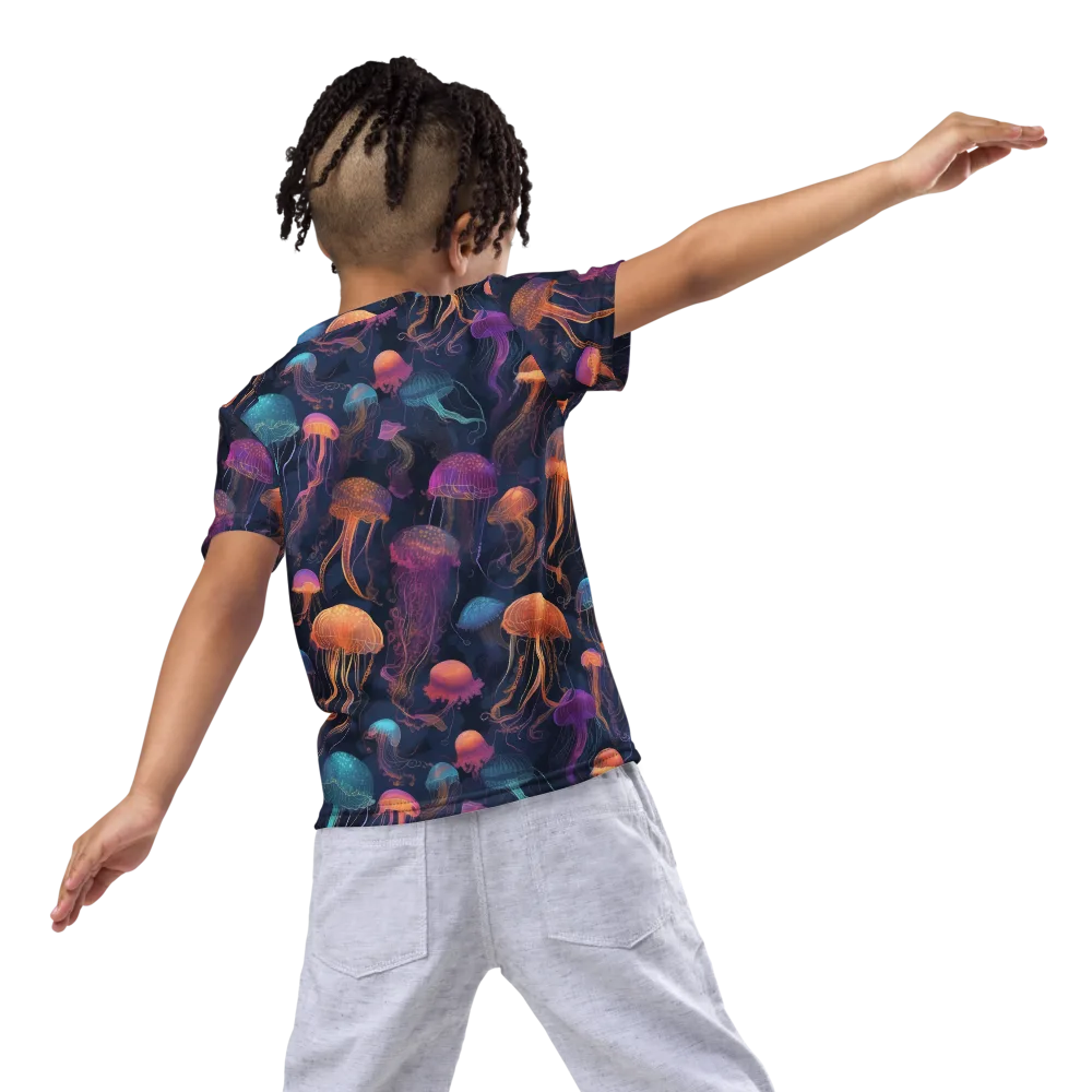 Neon Jelly Garden on Kids Crew Neck T-Shirt — Back
