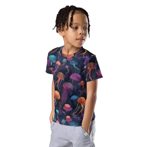 Neon Jelly Garden on a Kids Crew Neck T-Shirt