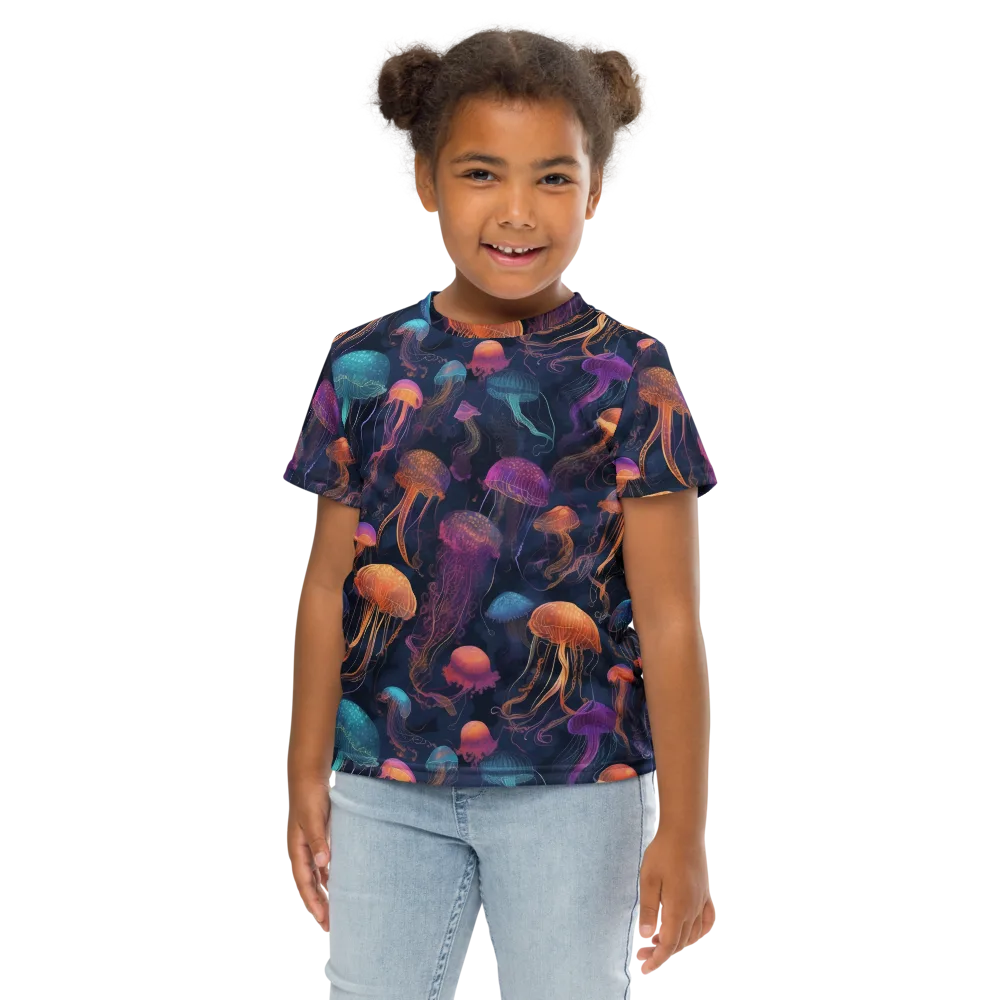 Neon Jelly Garden on Kids Crew Neck T-Shirt — Front
