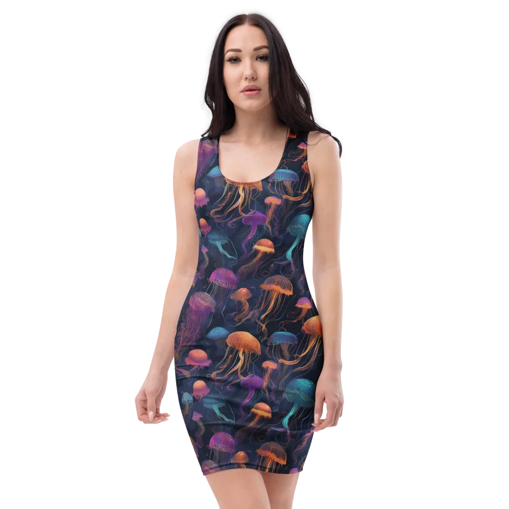 Neon Jelly Garden on Bodycon Dress — Front