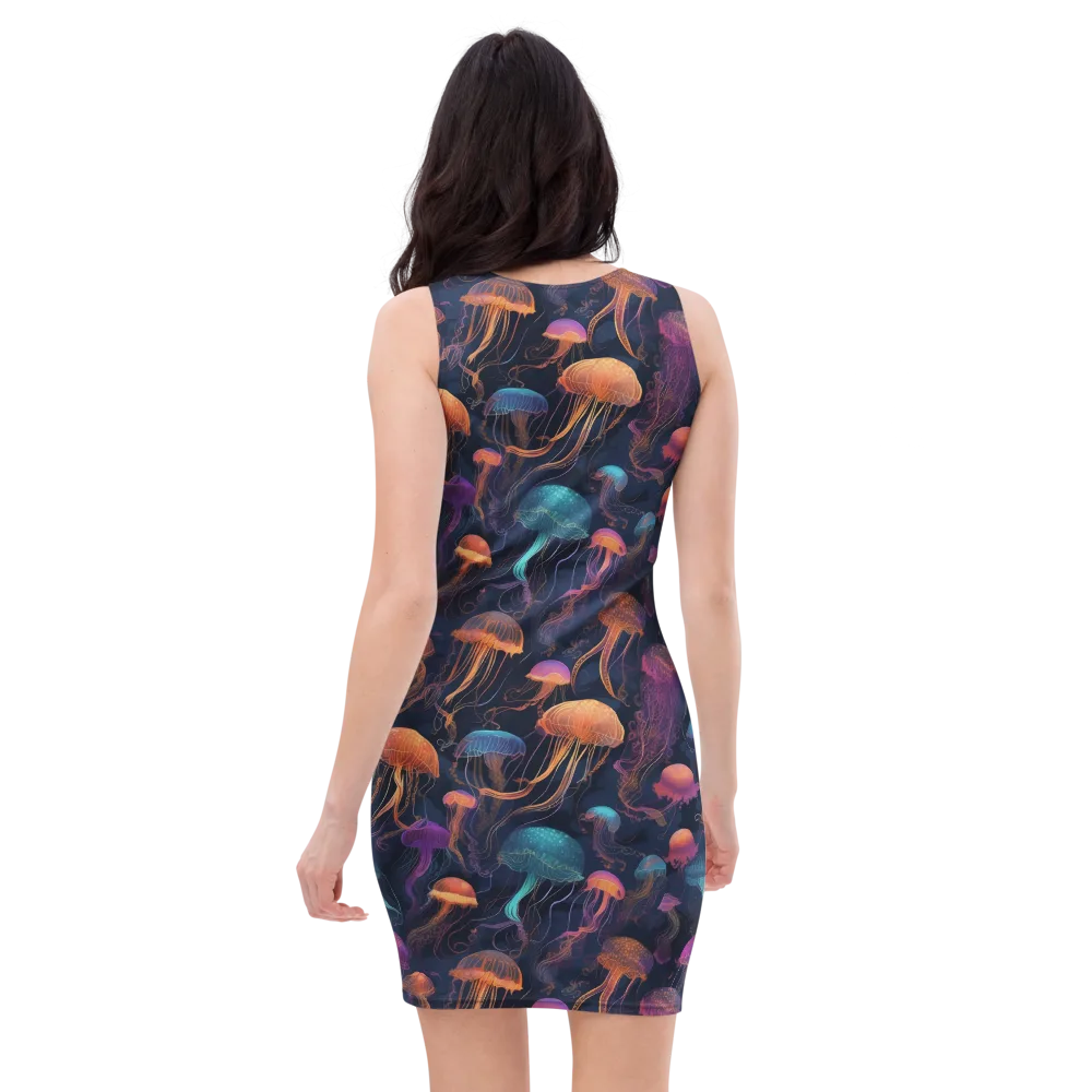 Neon Jelly Garden on Bodycon Dress — Back