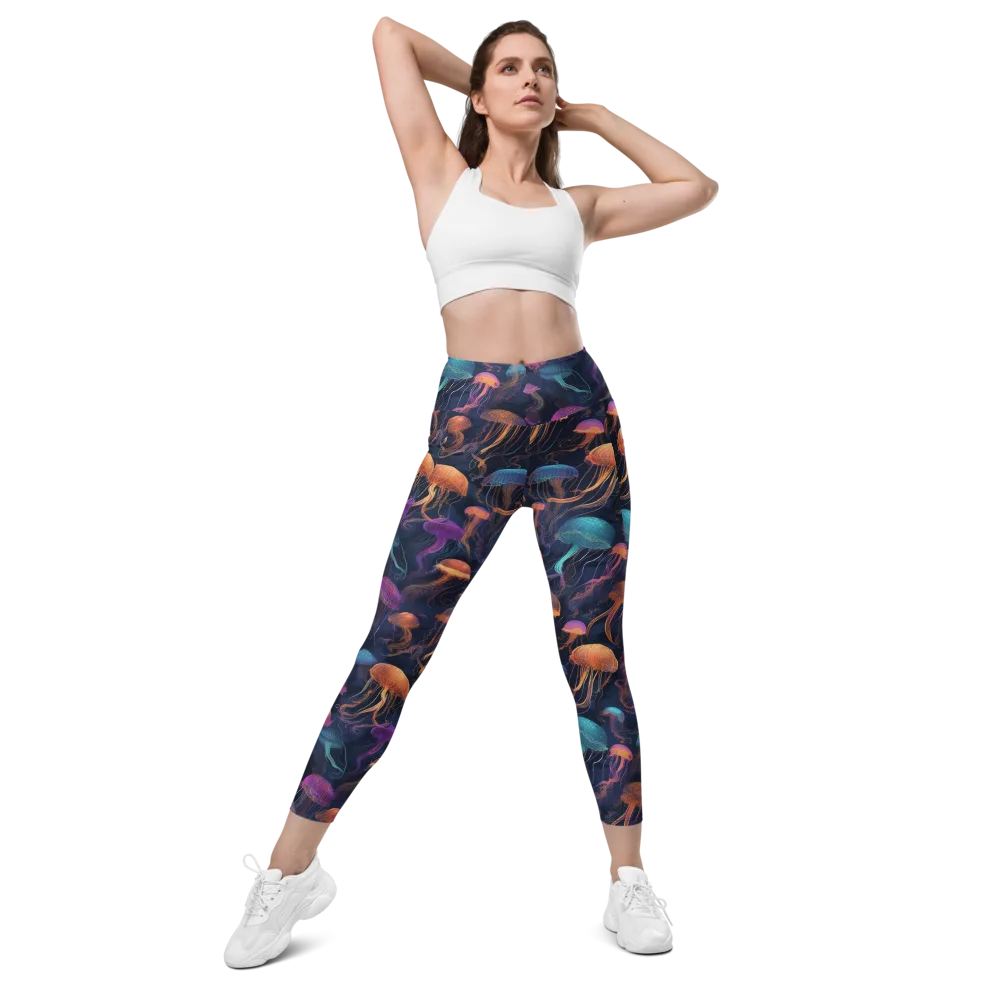 Neon Jelly Garden on Leggings with Pockets — Front