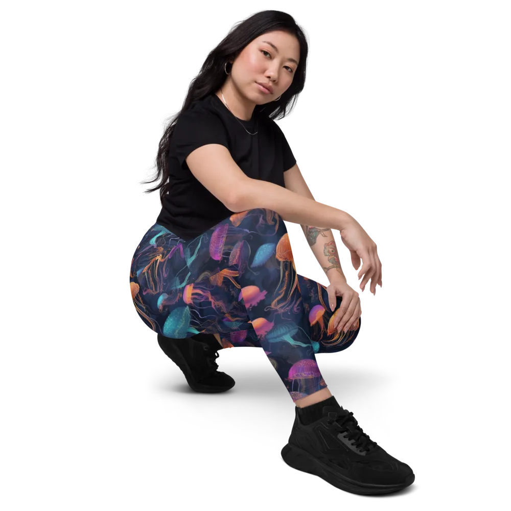 Neon Jelly Garden on Leggings with Pockets — Right Front