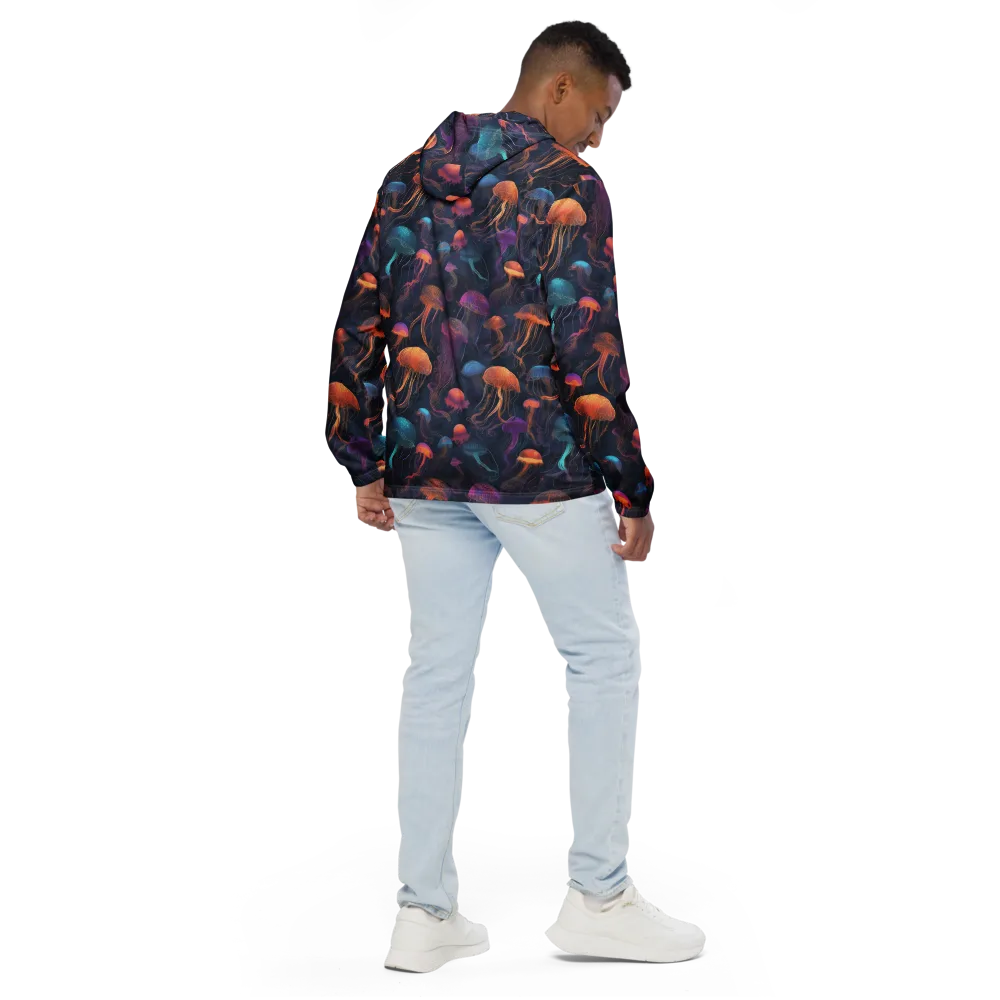 Neon Jelly Garden on Men's Windbreaker — Back
