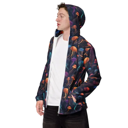 Neon Jelly Garden on a Men's Windbreaker