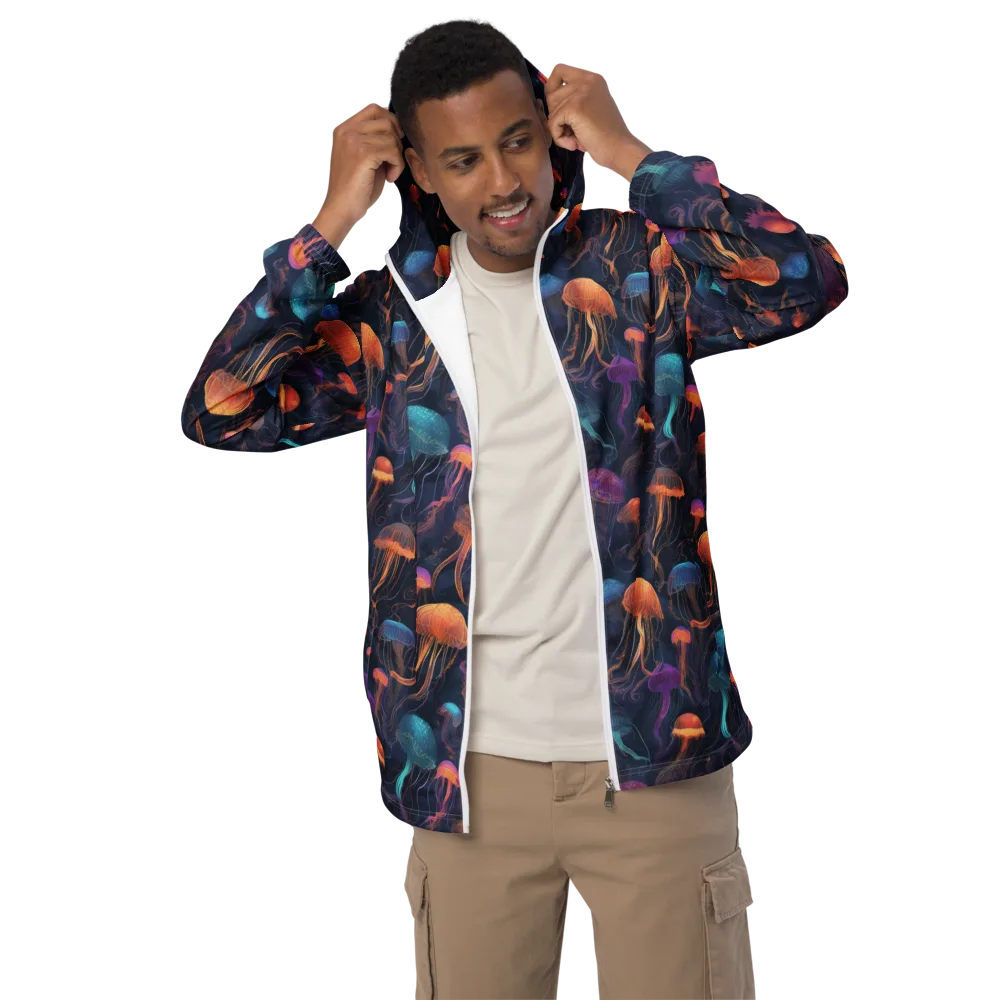 Neon Jelly Garden on Men's Windbreaker — Front