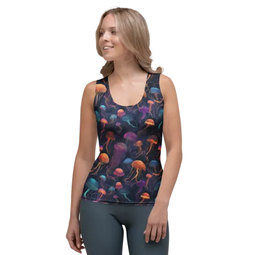 Neon Jelly Garden on a Women's Tank Top