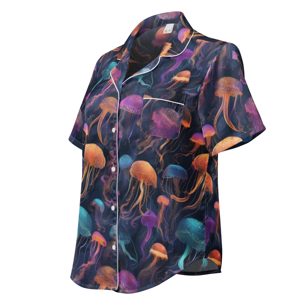 Neon Jelly Garden on Women's Short Sleeve Pajama Top — Left Front