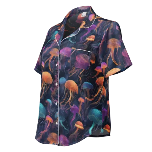 Neon Jelly Garden on a Women's Short Sleeve Pajama Top