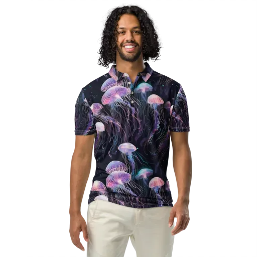 Luminous Drift on a Men's Slim Fit Polo Shirt