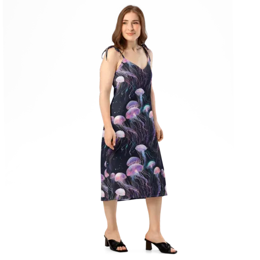 Luminous Drift on a Slip Dress