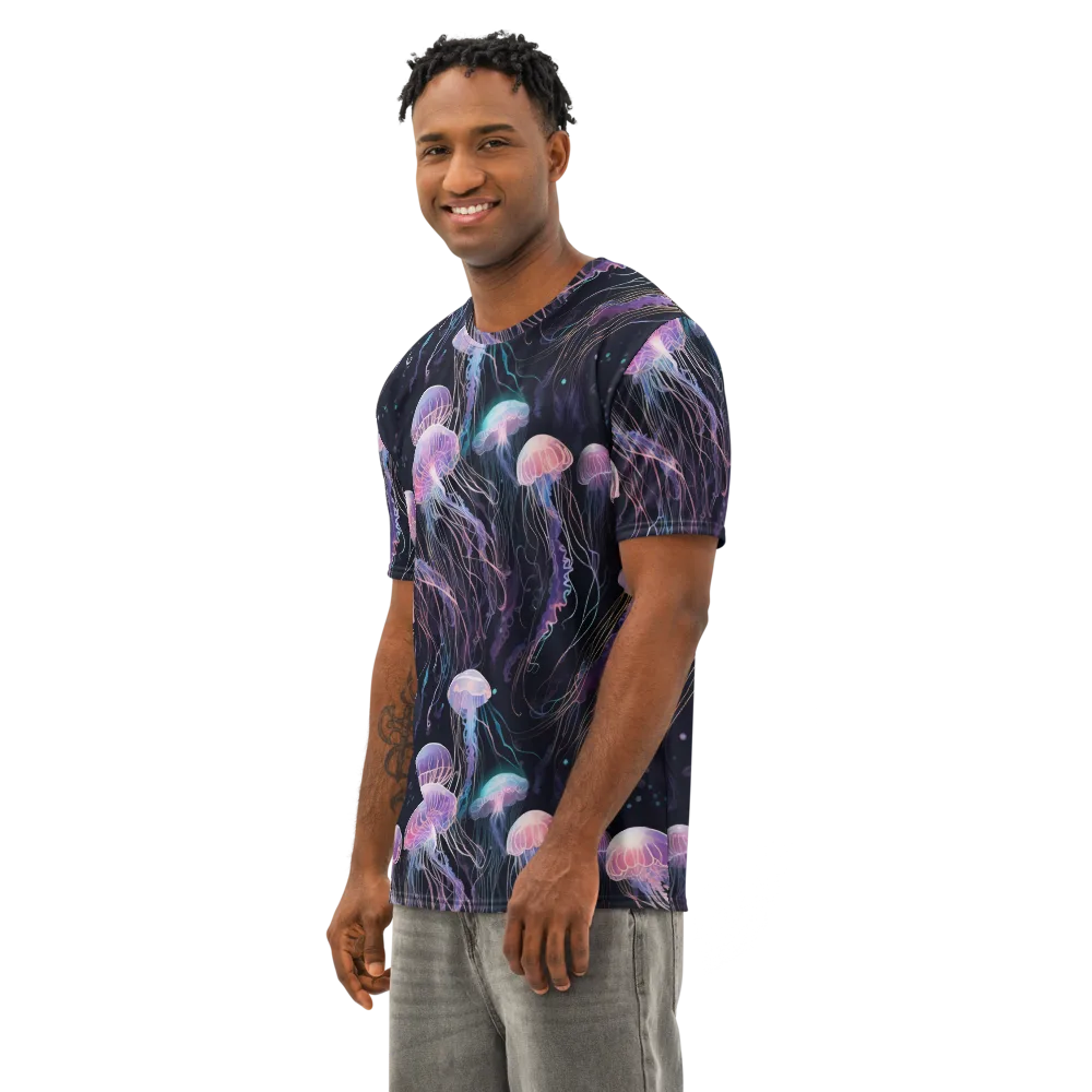 Luminous Drift on Men's Cotton Crew Neck T-Shirt — Left Front