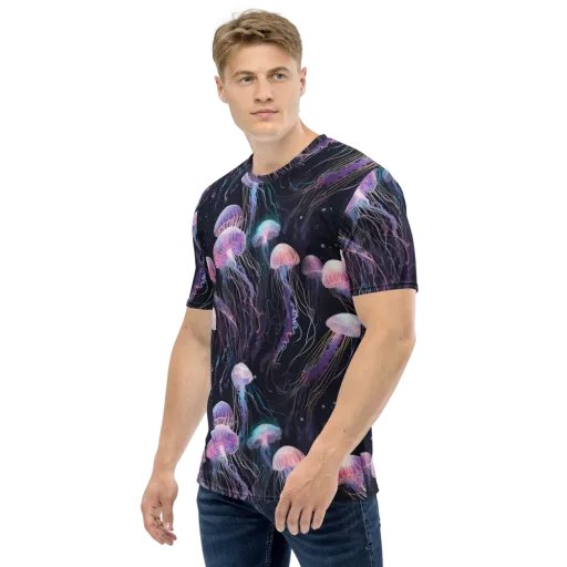 Luminous Drift on a Men's Crew Neck T-Shirt