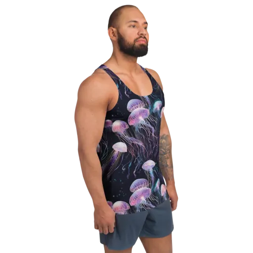 Luminous Drift on a Men's Tank Top