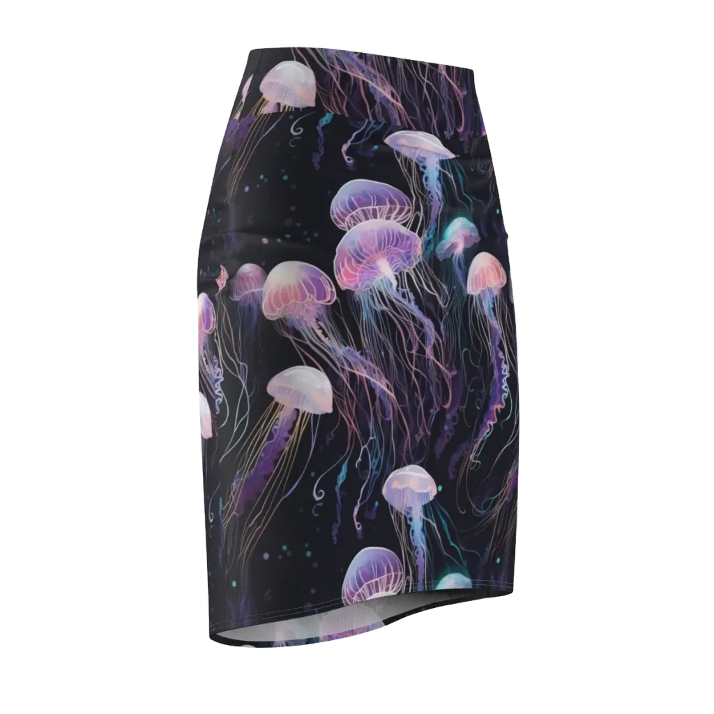 Luminous Drift on Pencil Skirt — Front Side