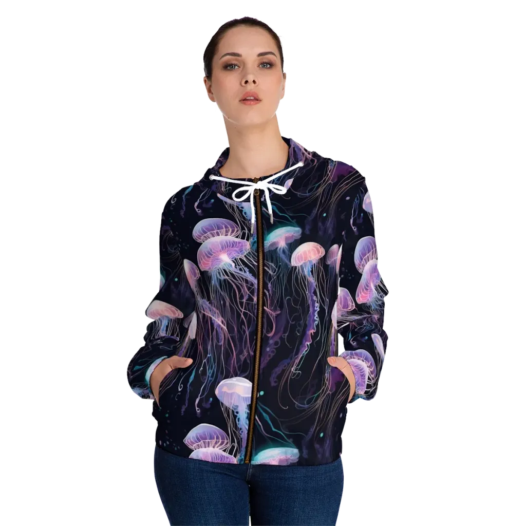 Luminous Drift on Women's Full-Zip Hoodie — Front On Person