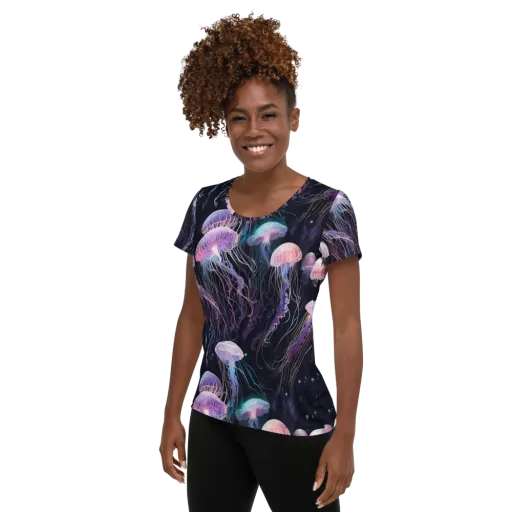 Luminous Drift on a Women's Athletic T-Shirt