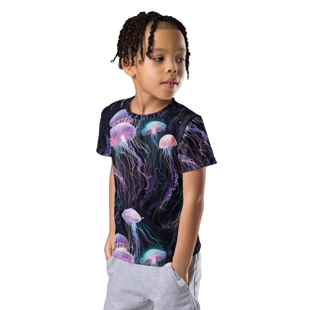 Luminous Drift on Kids Crew Neck T-Shirt — Left Front