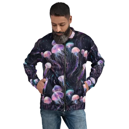 Luminous Drift on a Bomber Jacket